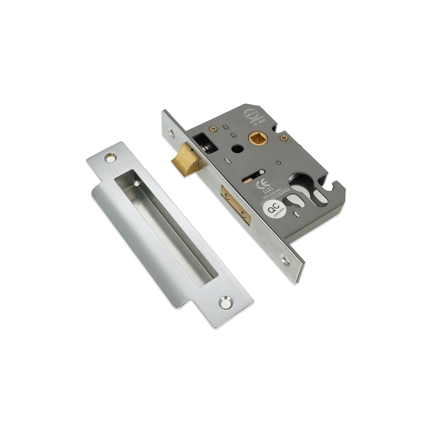 2.5" CE Euro Profile Mortice Sash Lock - Satin Chrome
