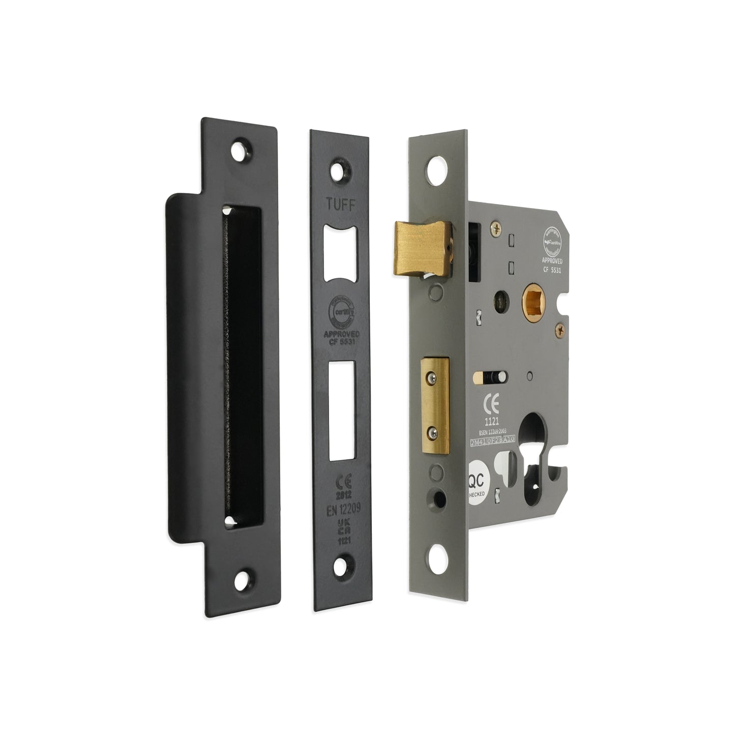 3" CE Euro Profile Mortice Sash Lock - Matt Black