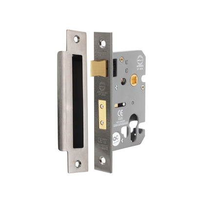 3" CE Euro Profile Mortice Sash Lock - Black Nickel