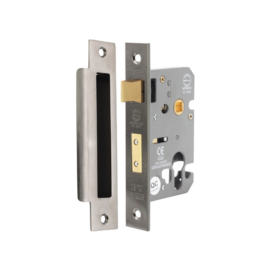 3" CE Euro Profile Mortice Sash Lock - Black Nickel
