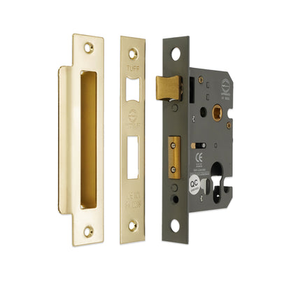 3" CE Euro Profile Mortice Sash Lock - Electro Brass