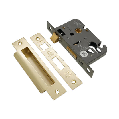 3" CE Euro Profile Mortice Sash Lock - Electro Brass
