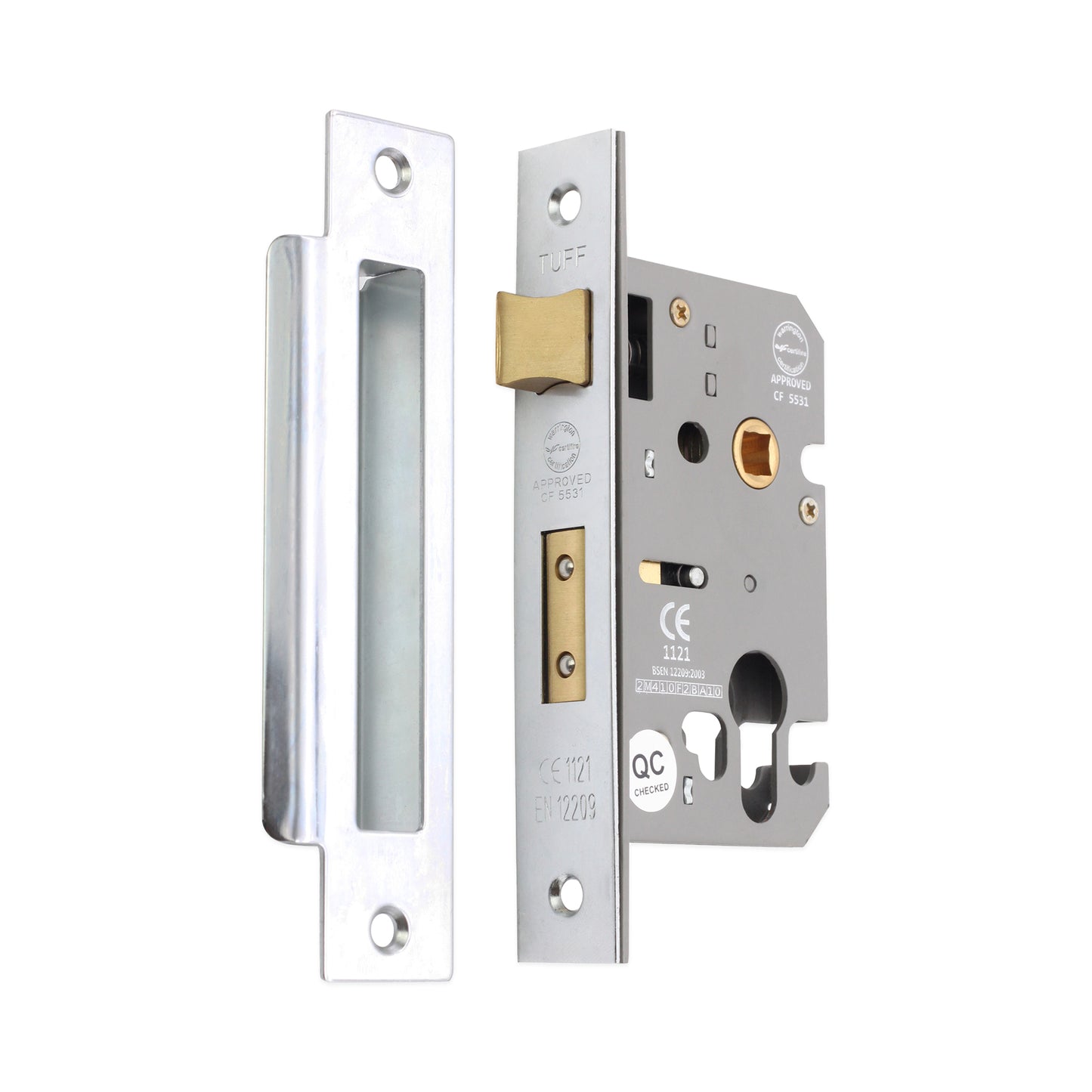 3" CE Euro Profile Mortice Sash Lock - Polished Chrome