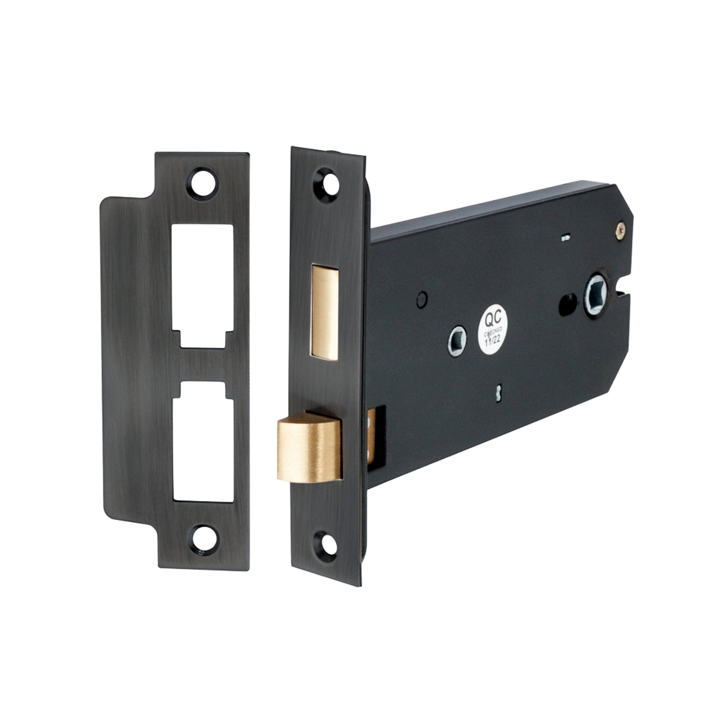 3 Lever Horizontal Bathroom Lock 6" - Matt Black