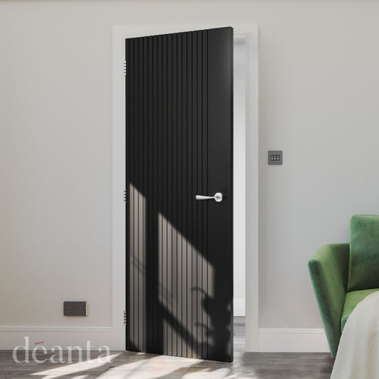 Malmo Black Urban Door Vertical Lines