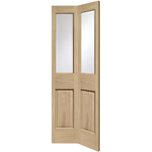 Malton Internal Oak Bi-Fold with Clear Bevelled Glass