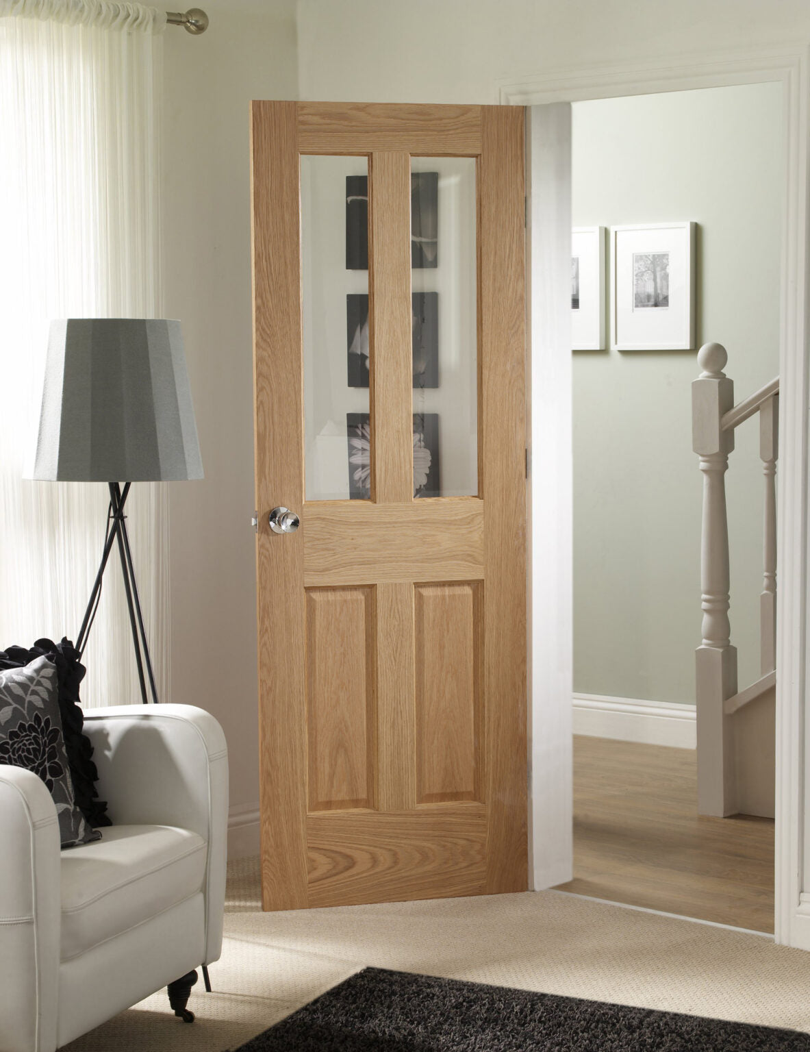Malton Shaker Internal Oak Door with Clear Glass