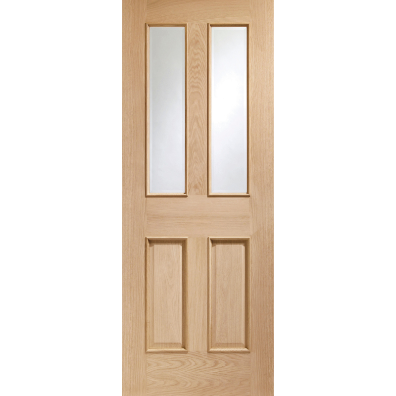 Malton With Raised Mouldings Internal Oak Door with Clear Bevelled Glass
