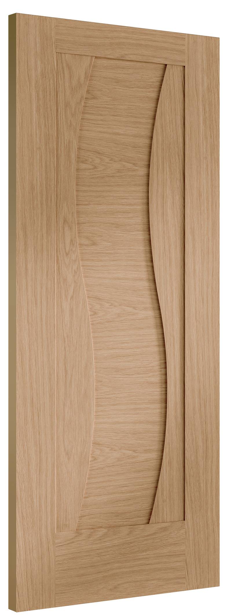 Wooden door with a decorative panel on a white background