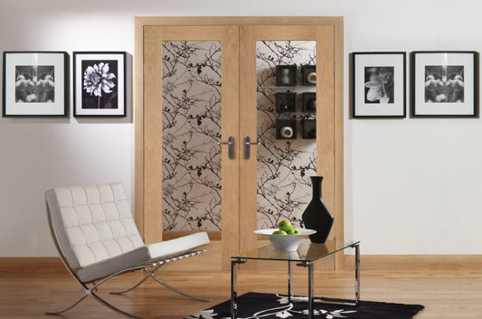 Pattern 10 Internal Oak Door Pair with Obscure Glass