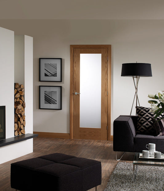 Pattern 10 Internal Oak Pre-Finished Door with Obscure Glass