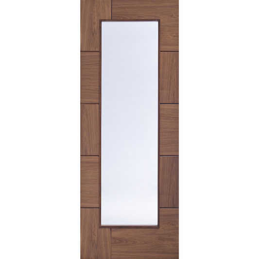 Ravenna Internal Walnut Pre-Finished Door with Clear Glass