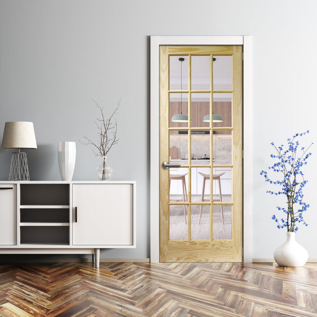 SA77 Internal Pine Door with Clear Glass