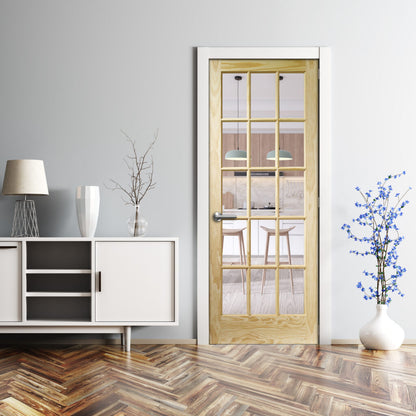 SA77 Internal Pine Door with Clear Glass