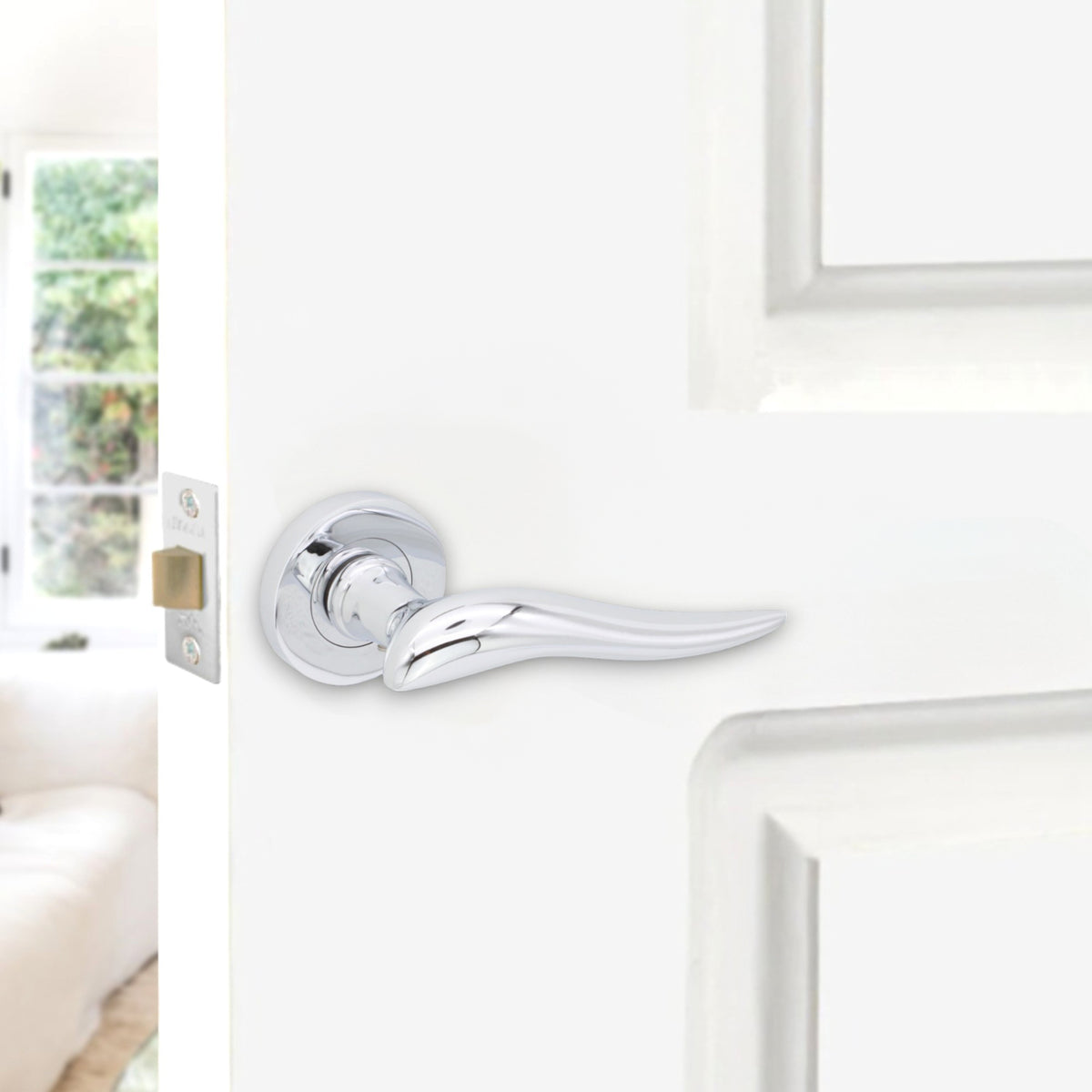 Flavia Lever Door Handle Polished Chrome