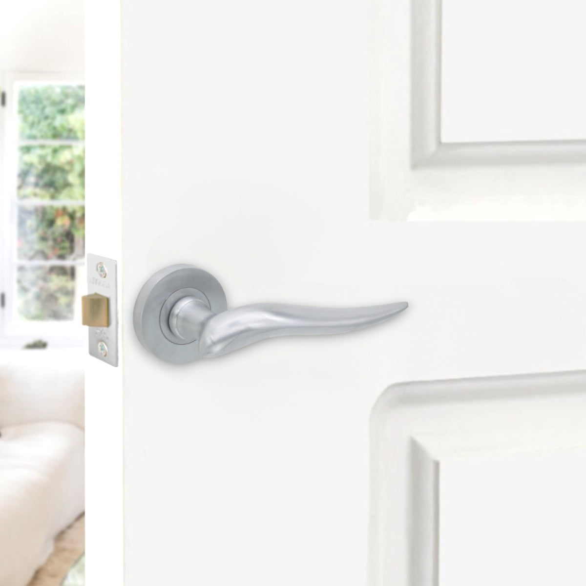 Flavia Lever Door Handle Satin Chrome