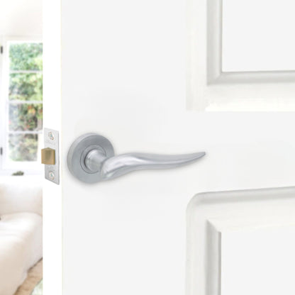 Flavia Lever Door Handle Satin Chrome