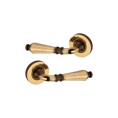 Hammered Hazel Lever on Rose Aged Brass