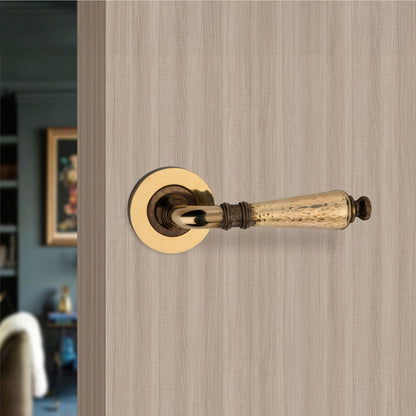Hammered Hazel Lever on Rose Aged Brass