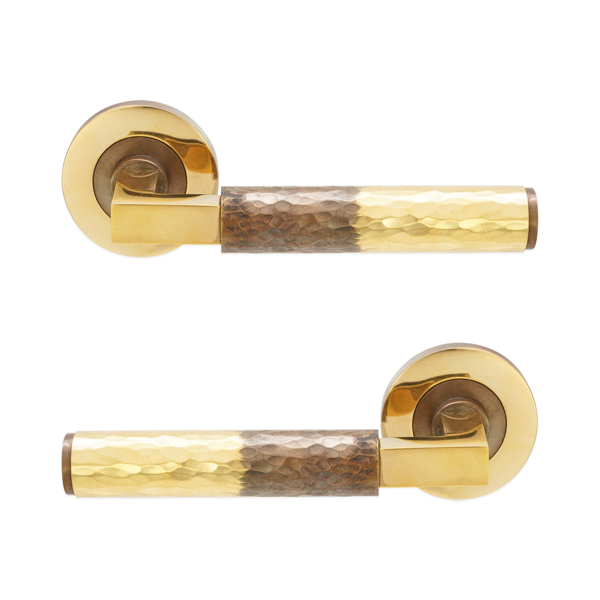 Hammered Knurlmond Lever on Rose Aged Brass