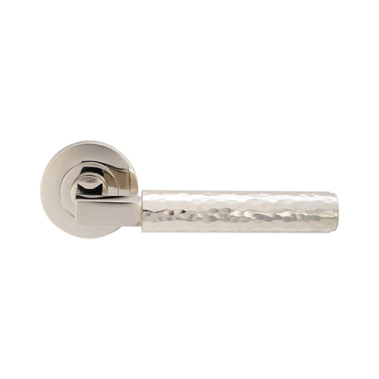 Hammered Knurlmond Lever on Rose Polished Nickel