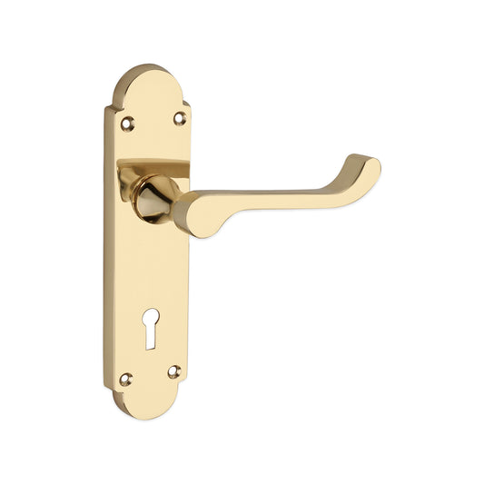 Oakley Lever on Backplate Lock Polished Brass