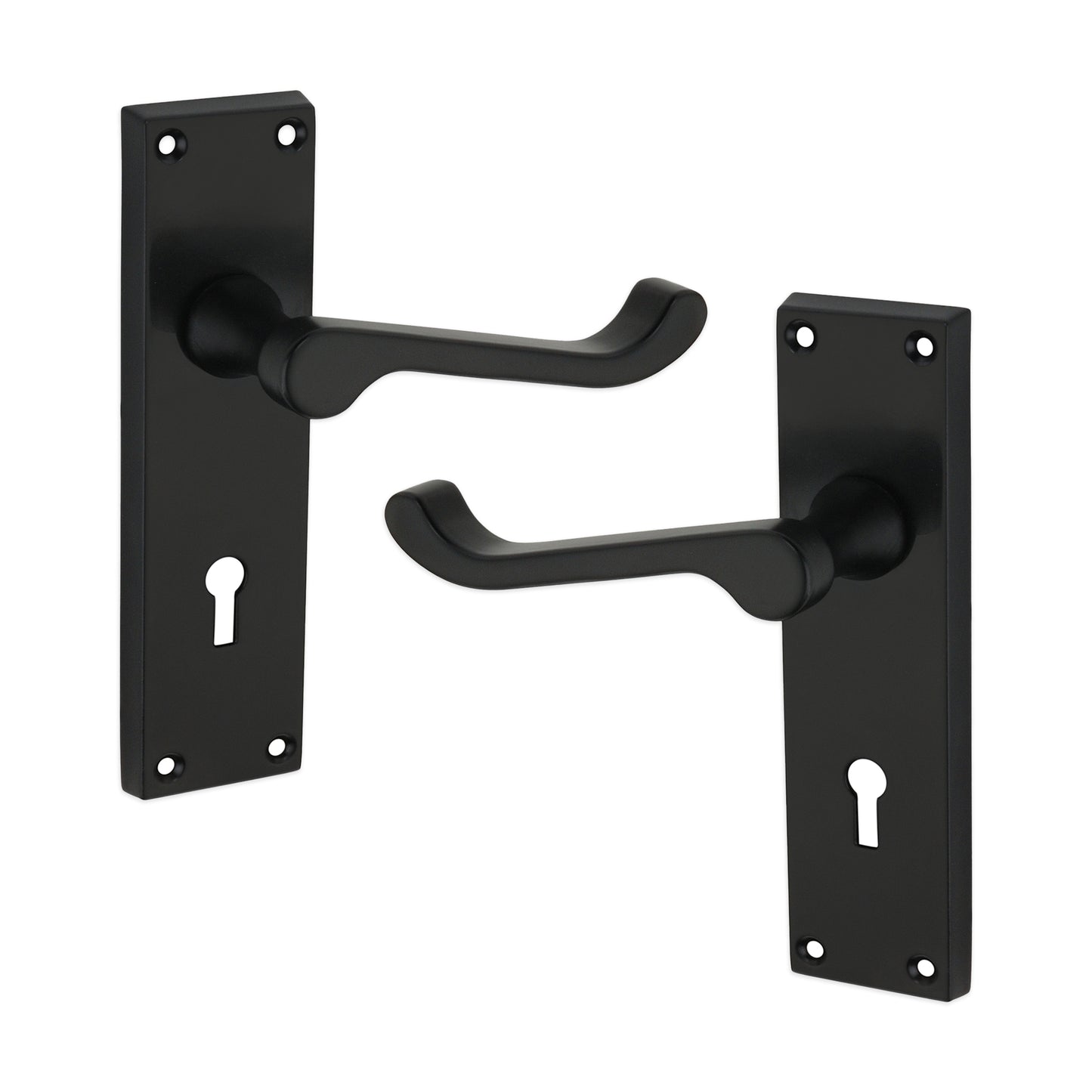 Victorian Scroll Lock Lever Handle 150mm Matt Black
