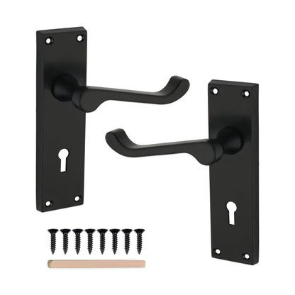 Victorian Scroll Lock Lever Handle 150mm Matt Black