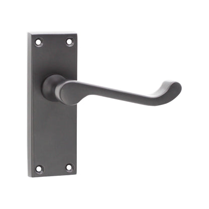 Victorian Scroll Latch Lever Handle 115mm Matt Black