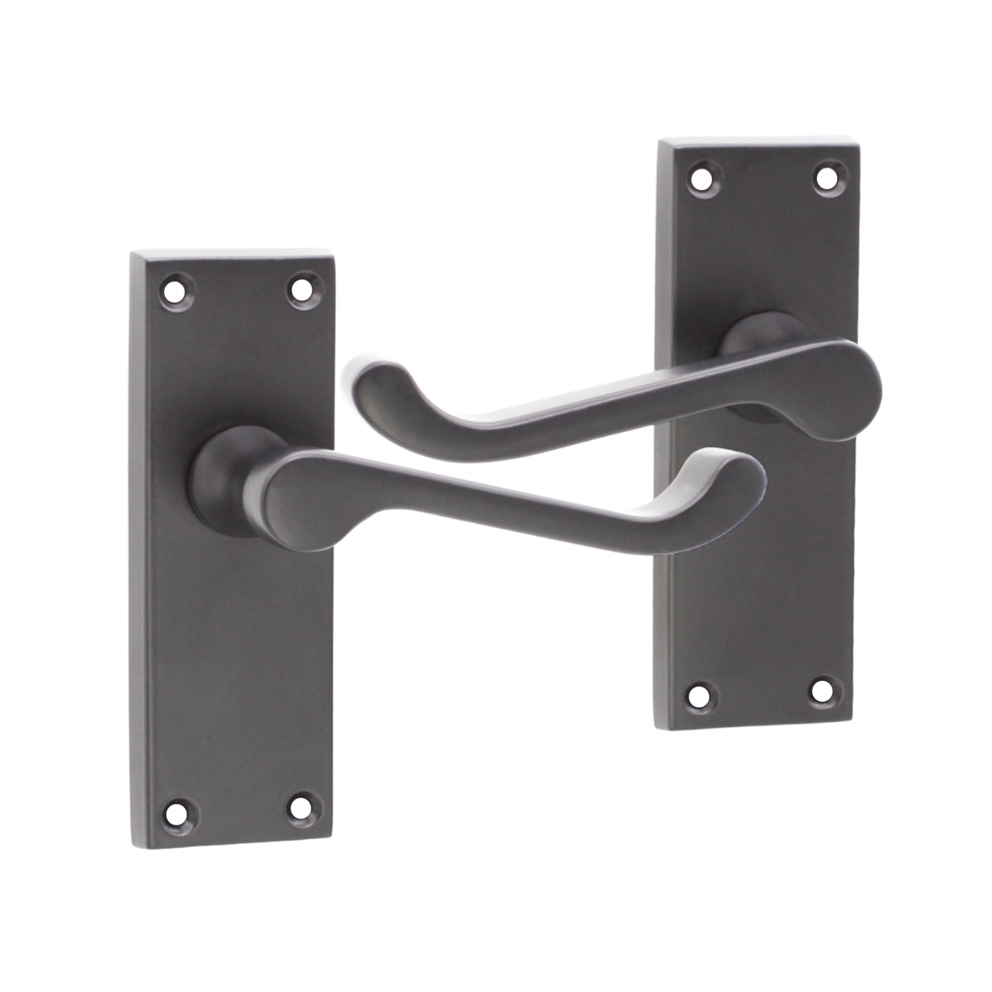 Victorian Scroll Latch Lever Handle 115mm Matt Black