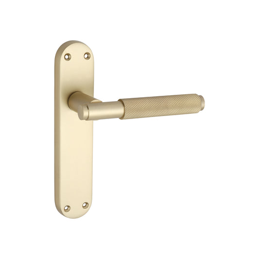 Connaught Knurled Lever on Backplate Latch Satin Brass