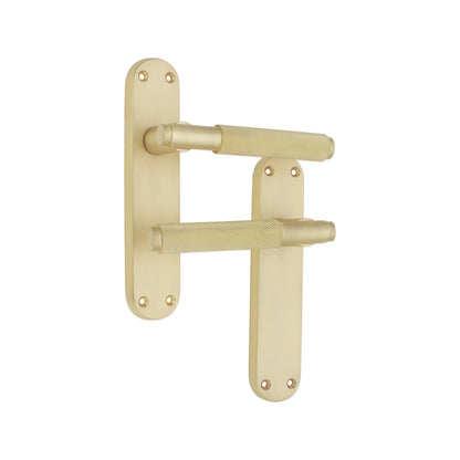 Connaught Knurled Lever on Backplate Latch Satin Brass