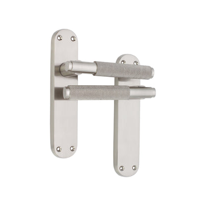 Connaught Knurled Lever on Backplate Latch Satin Nickel