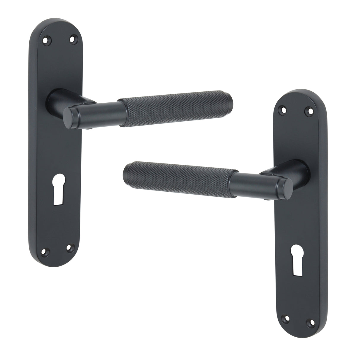 Connaught Knurled Lever on Backplate Lock Matt Black