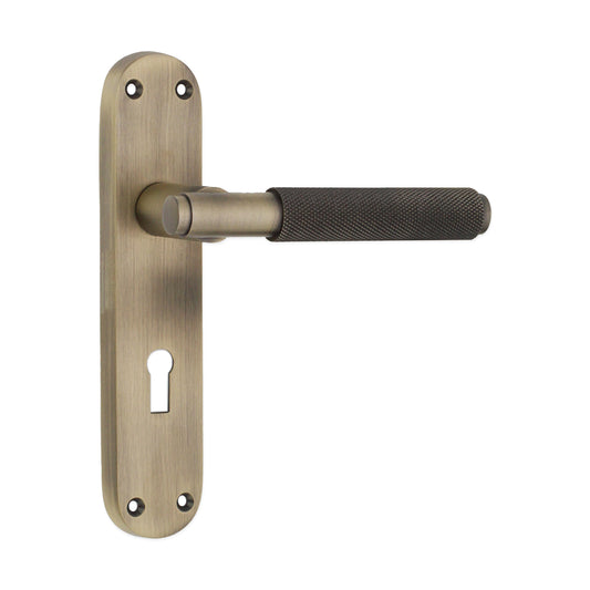 Connaught Knurled Lever on Backplate Lock Matt Antique