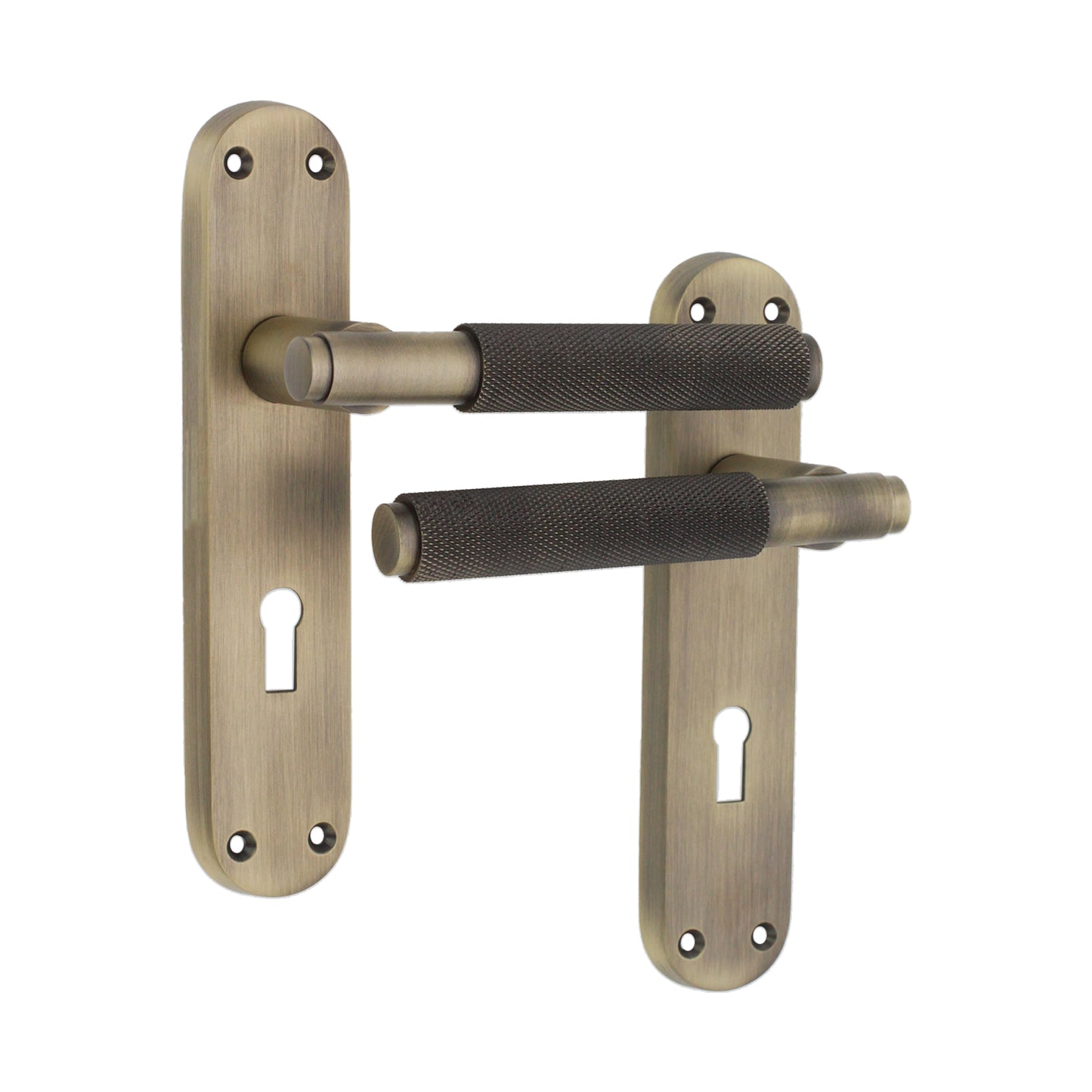 Connaught Knurled Lever on Backplate Lock Matt Antique