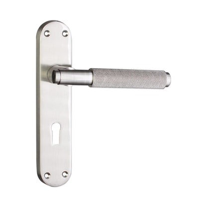 Connaught Knurled Lever on Backplate Lock Satin Nickel