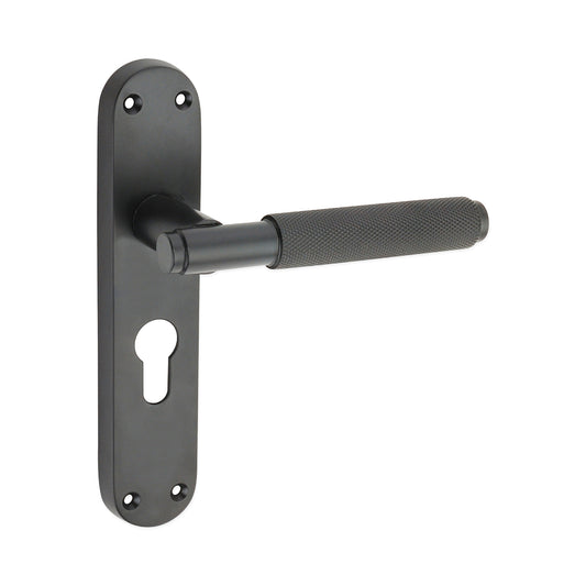 Connaught Knurled Lever on Backplate Euro Matt Black