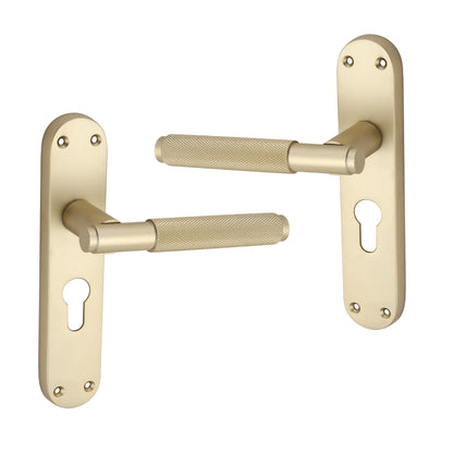 Connaught Knurled Lever on Backplate Euro Satin Brass