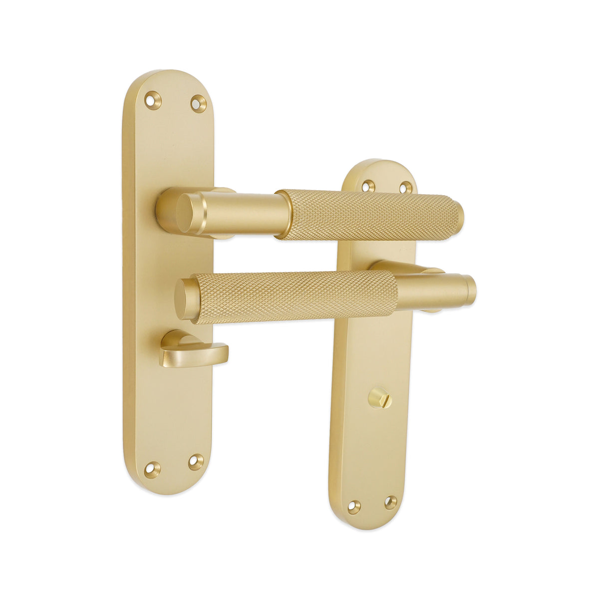 Connaught Knurled Lever on Backplate Bathroom Satin Brass