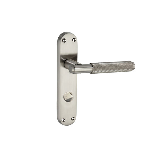 Connaught Knurled Lever on Backplate Privacy Satin Nickel
