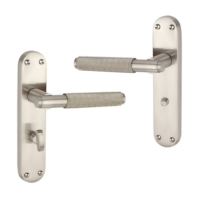 Connaught Knurled Lever on Backplate Bathroom Satin Nickel