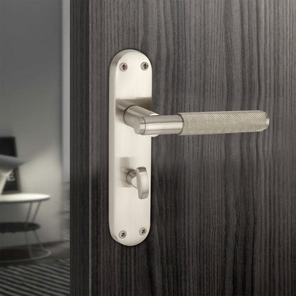Connaught Knurled Lever on Backplate Bathroom Satin Nickel