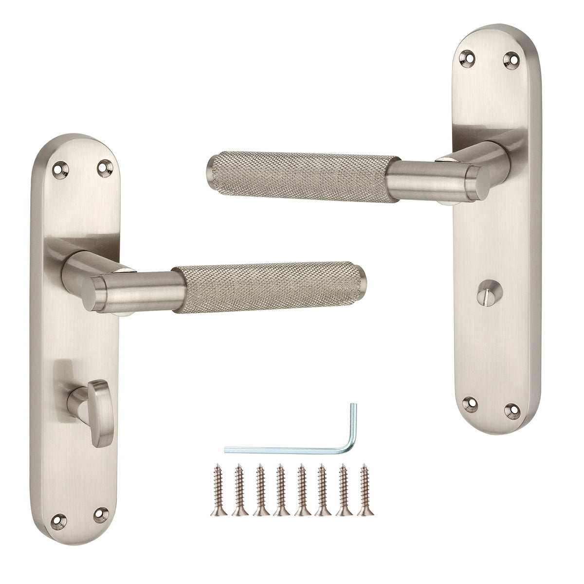 Connaught Knurled Lever on Backplate Bathroom Satin Nickel