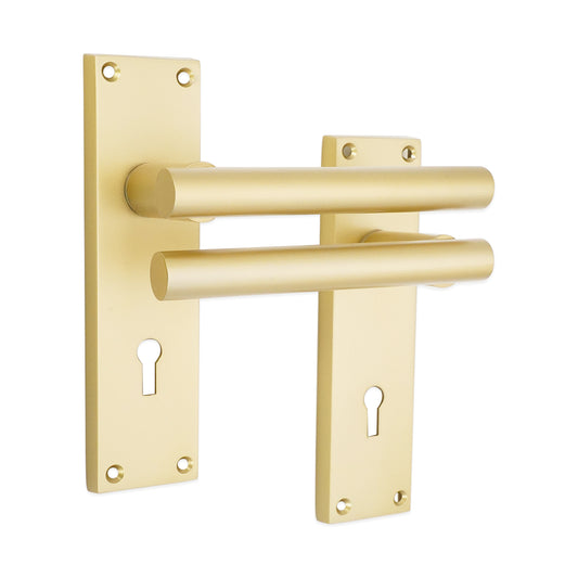 Jura Lever on Backplate Lock Satin Brass