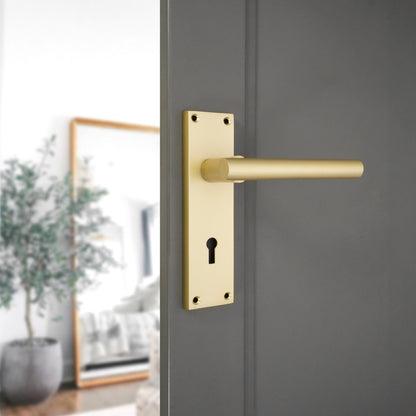 Jura Lever on Backplate Lock Satin Brass