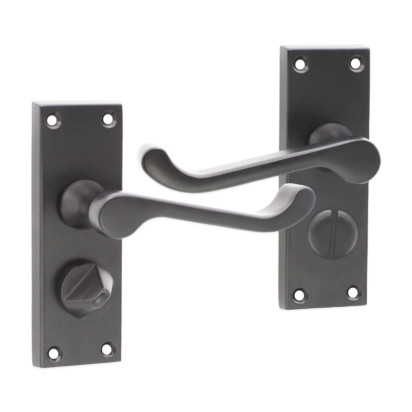 Victorian Scroll Privacy Lever Handle 115mm Matt Black