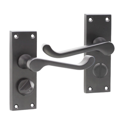 Victorian Scroll Privacy Lever Handle 115mm Matt Black