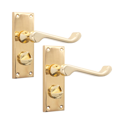 Victorian Scroll Privacy Lever Handle 115mm Polished Brass