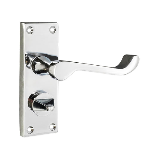 Victorian Scroll Privacy Lever Handle 115mm Polished Chrome